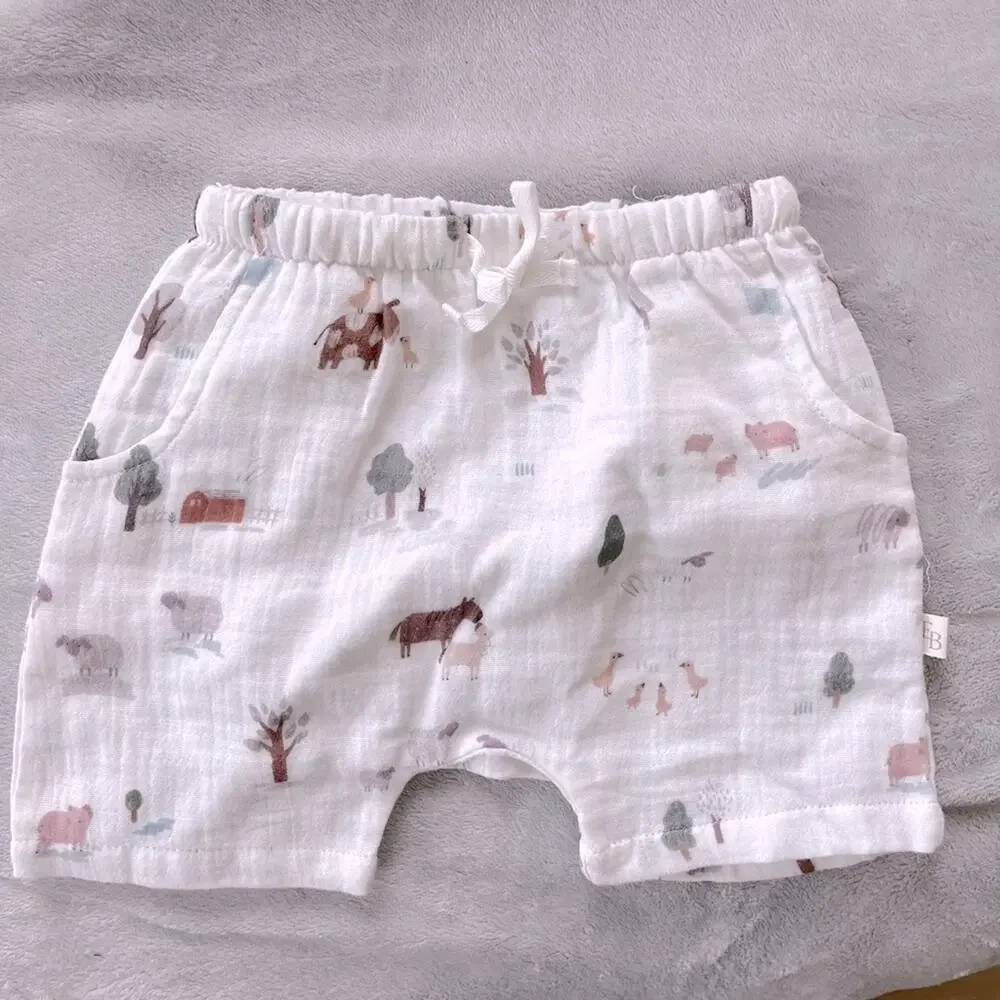 Elegant Baby Organics ON THE FARM ORGANIC MUSLIN SHORT 9-12 M